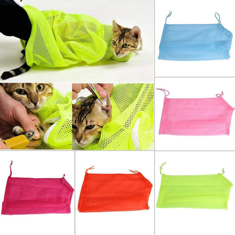 GLOGLOW Cat Bathing Bag, Pet Mesh Grooming Bathing Restraint BagMulti-Functional Adjustable Cat Shower Accessories for Nail Trim Examining Ear Clean Injecting blue - PawsPlanet Australia