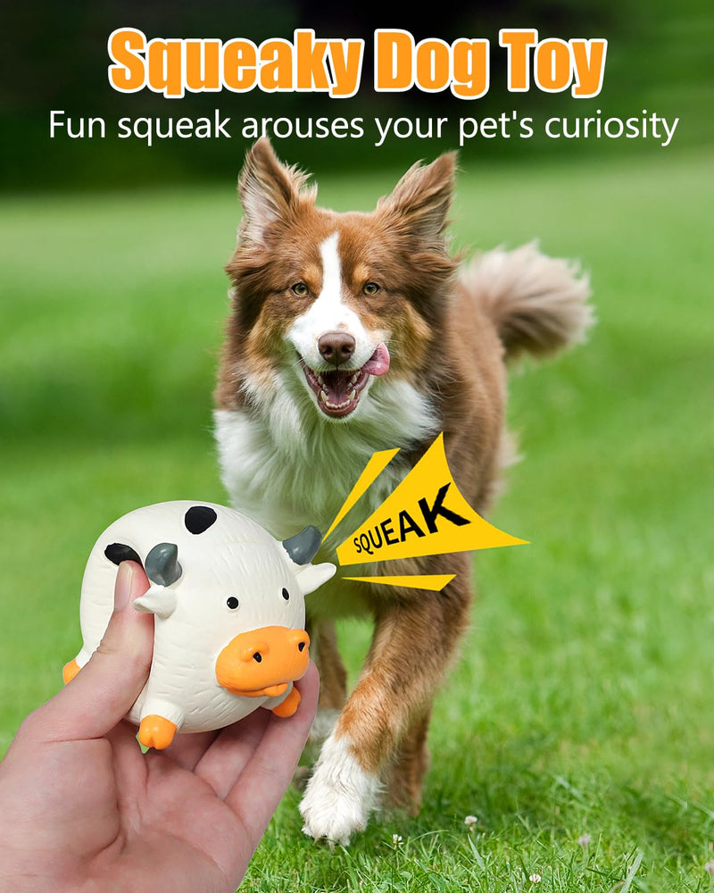 Dog Toys Squeaky, Interactive Latex Rubber Cute Animal Pet Toy Pack Squeak Balls for Puppy Small Medium Breed Dogs Cow, Sheep, Hamster, Chicken - PawsPlanet Australia