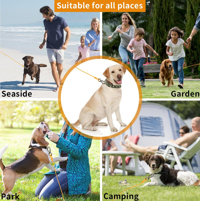 dog tie out cable, 10/20/25/30/50/70/100 feet, suitable for dogs up to 350 pounds, dog cable with swivel buckle, lightweight, non-winding, for outdoor camping, yard dog cable 10ft Orange - PawsPlanet Australia
