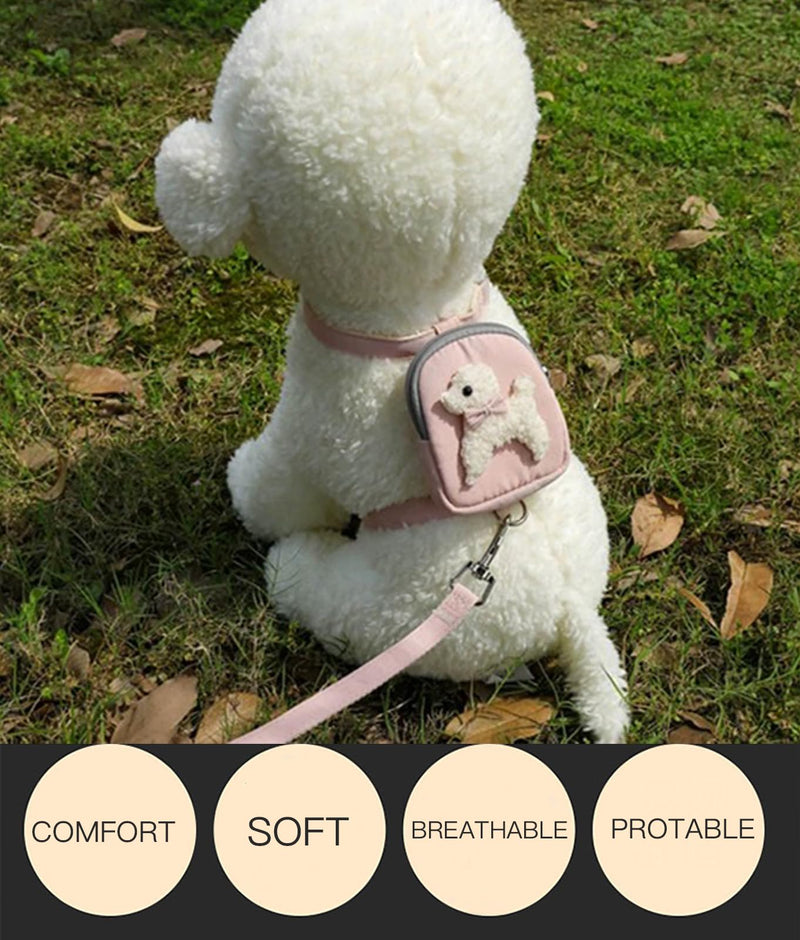 Dog Harness Backpack Dog Harness Outdoor Hiking Backpack Pet Leashes with Saddle Bag Dog Pack for Medium & Small Dogs (Pink, M) Pink - PawsPlanet Australia