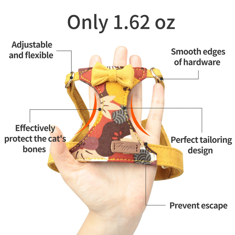 Cat Harness Leash for Walking Soft Adjustable Escape Proof Ultra Light Breathable Cat Vest for Kitten or Cats,Yellow,S S yellow