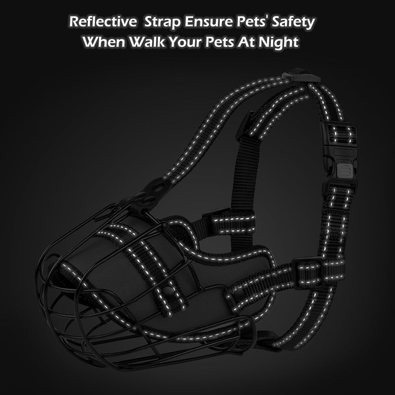 OOPSDOGGY Pitbull Dog Muzzle Reflective Metal Mask Secure Wire Basket Muzzles for Large Sized Dogs Amstaff Soft Cage to Prevent Biting Chewing with Adjustable Straps (Orange, Pitbull) Orange
