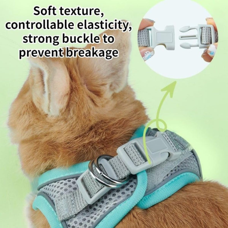 Pet Harness,Rabbit Harness and Leash Set, Breathable Pet Vest, Reflective Strips Jacket for Small Kitten, Puppy, Rabbit (Green,S) Green S - PawsPlanet Australia