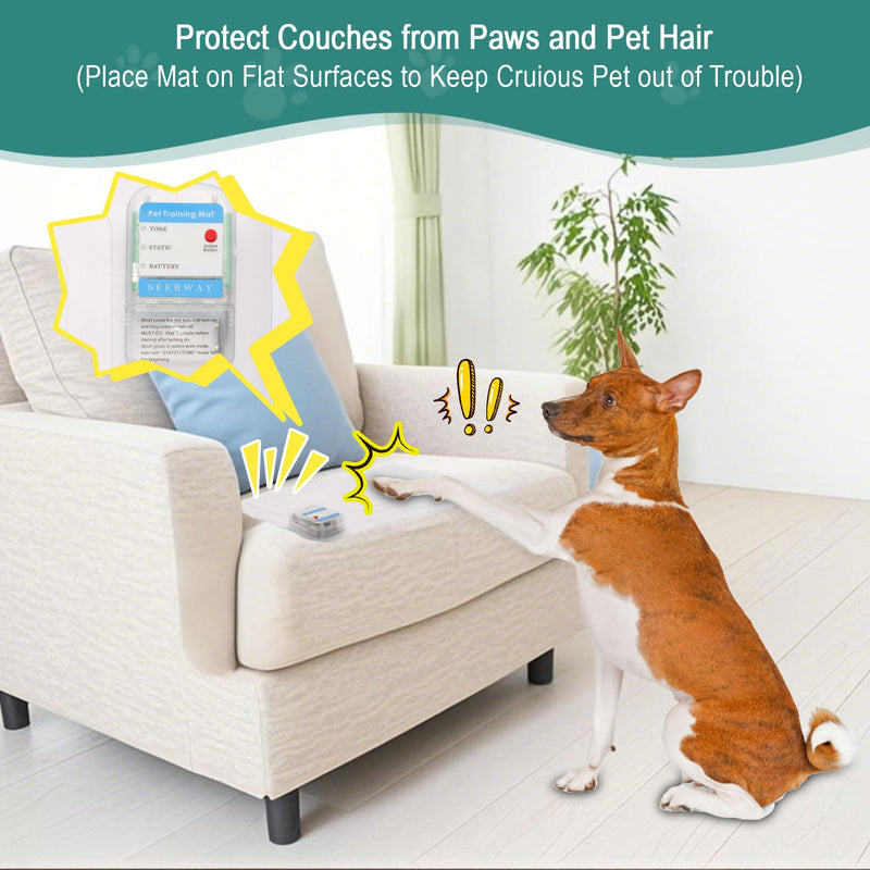 SEERWAY 22"x14" Scat Mat for Dogs and Cats, Pet Shock Mat with 3 Training Modes - Electric Training Pad to Keep Pets Off Furniture, Couch, Countertops, Christmas Tree - Indoor Pet Deterrent Mat 22"x 14" Small