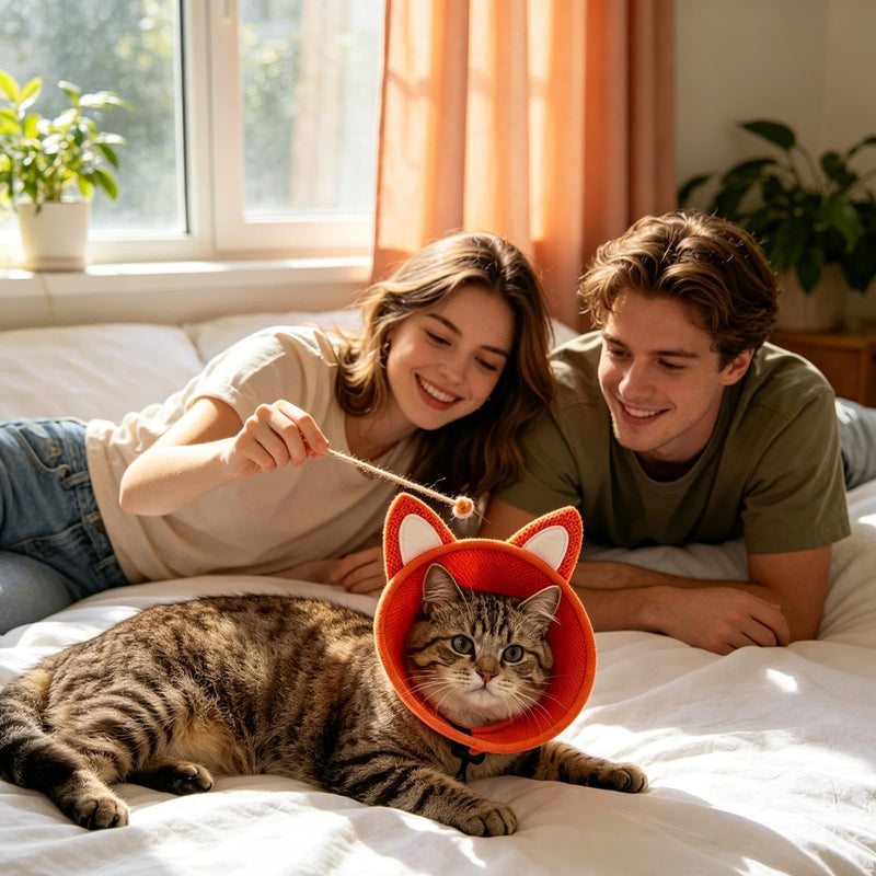 Cat cone neck brace | Wound protection collar | Dog anti-lick collar | For daily outings, indoor grooming, coat care, bathing, vet visits, preventing licking and scratching, red, medium