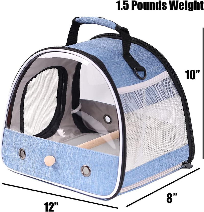 Small Bird Travel Carrier, Portable Bird Travel Carrier for Parakeet, Parrot, Budgie, Guinea Pig, Bearded Dragon Reptile Carrier for Hiking Vet Visit Bicycle Ride (Blue) Blue Clear Window - PawsPlanet Australia