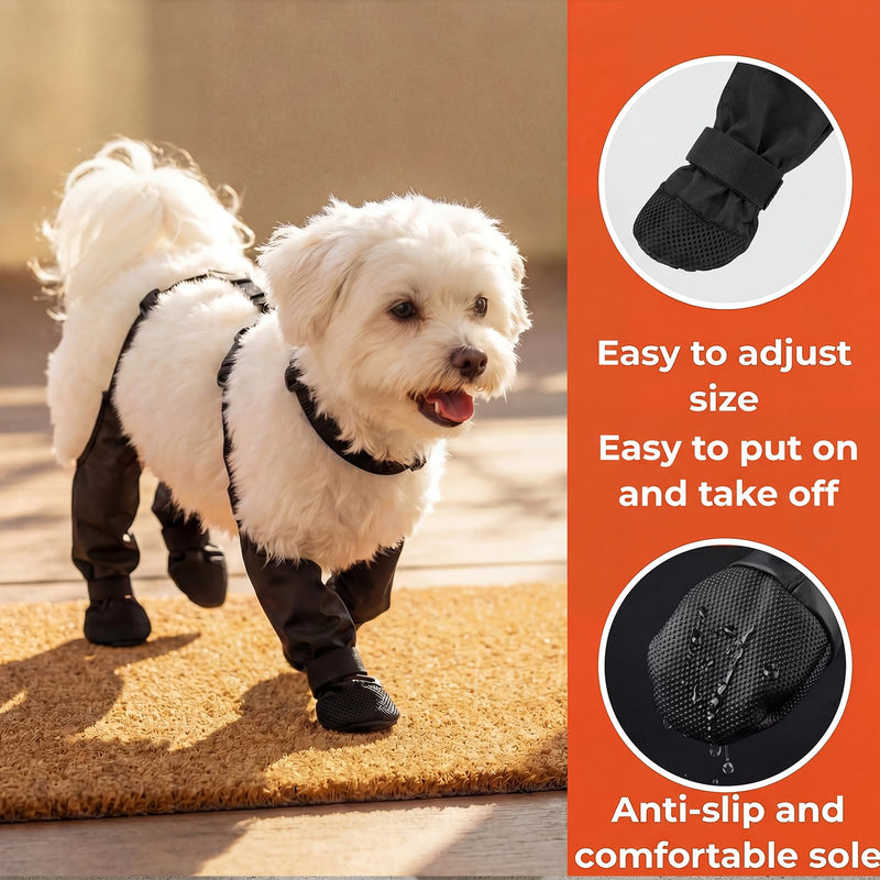 Waterproof, Anti-Slip Dog Boots for Small/Medium Dogs. Protects Paws on hot Pavement, Snow, and Outdoor Walks. Secure Harness Design. Ideal for All Seasons (S) S - PawsPlanet Australia