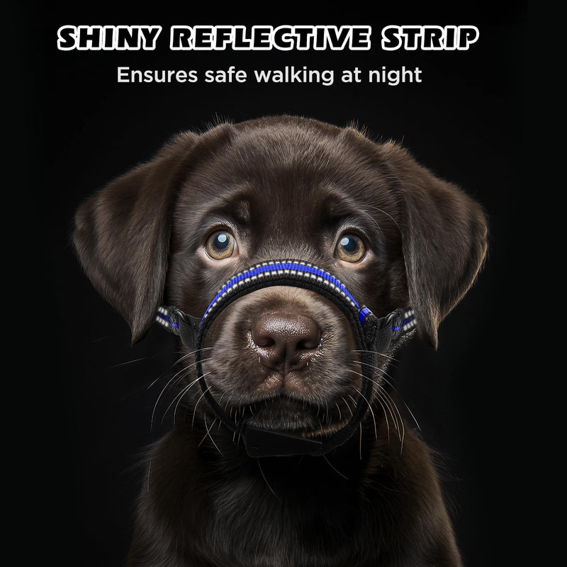 Dog Muzzle,Anti-Bite Adjustable Breathable Soft Muzzle for Small Medium Large Dogs - Vet Visits, Grooming & Training - Secure Fit, Lightweight Design,Allows Panting and Drinking Blue Line M - PawsPlanet Australia