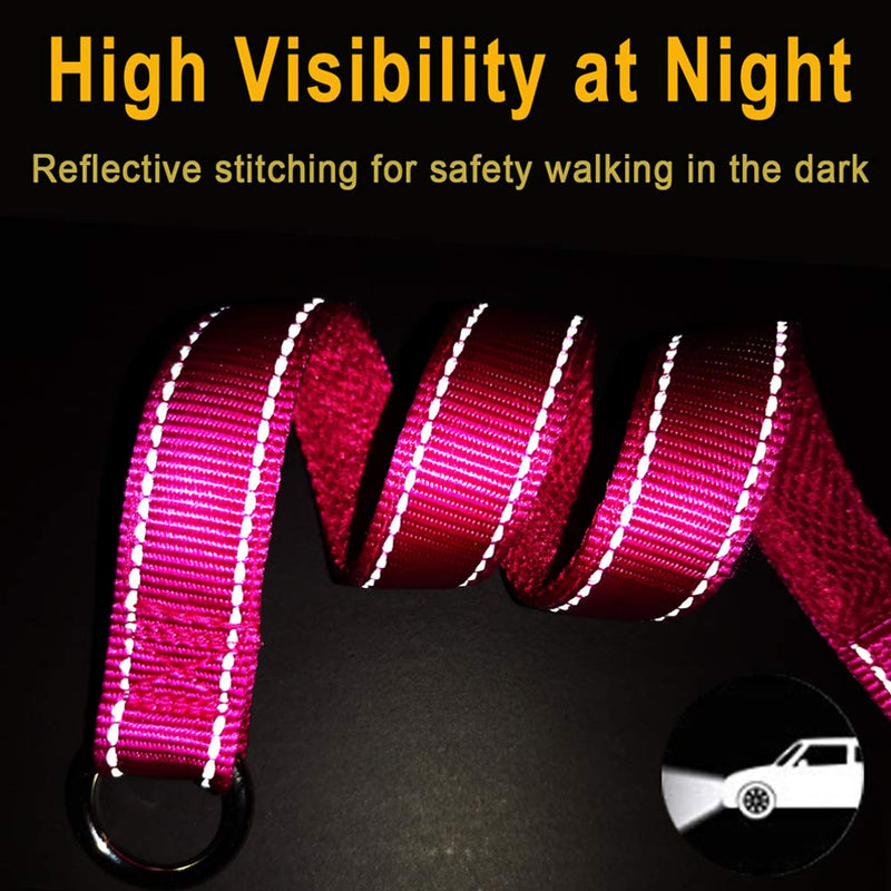 Reflective Dog Choke Collar, Soft Nylon Training Slip Collar Suitable for Dog Weight Around 20-38 pounds (5/8" W x 15.5" L, Pink Collar) S: 5/8"W x 15.5"L (neck size: 12.9"-14.9") - PawsPlanet Australia