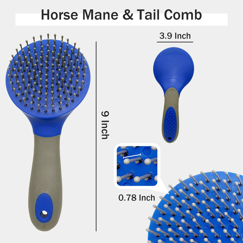 Horse Mane & Tail Combs Horse Brushes Shedding Brush Grooming Tool for Equine Long Haired Dogs (Blue) Blue