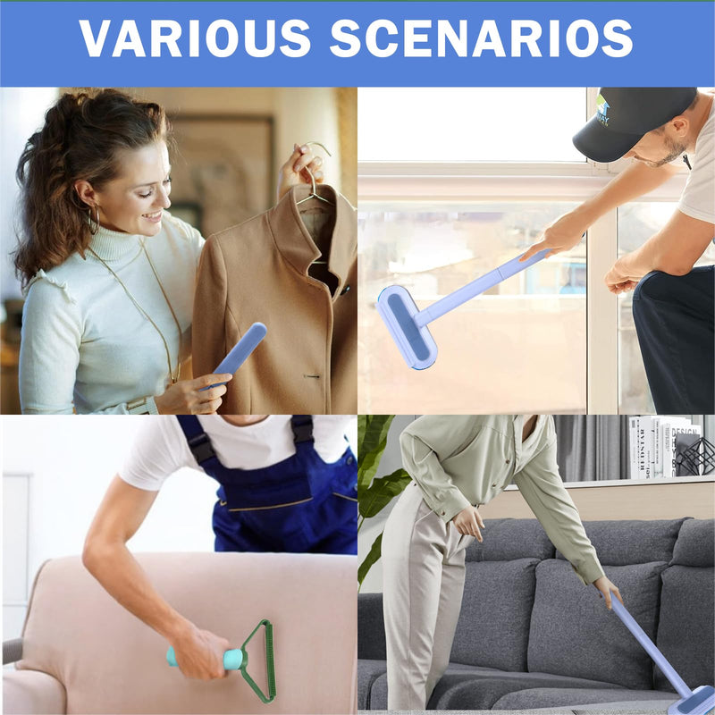 Multifunctional Pet Hair Remover,2 Pcs Carpet Scraper,4 in 1 Dog Hair Remover, Reusable Cat Hair Remover for Dog and Cat,Adjustable Lint Brush for Carpet,Sofa,Bedding,Clothes and Furniture,Blue Blue - PawsPlanet Australia