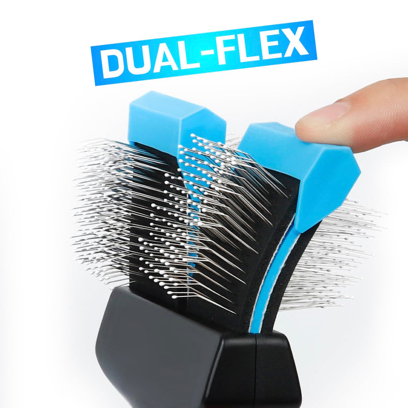 Dual Flex Slicker Brush Dog Brush, Gentle Grooming Tool for Sensitive Dogs & Cats - Ideal for Long Hair, Removes Undercoat, Tangles, and Knots - PawsPlanet Australia
