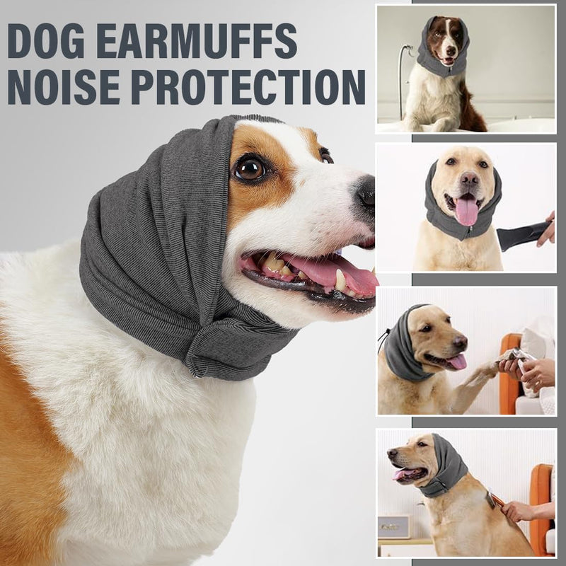 Earmuffs for Dogs, Dog Earmuffs, Dog Earmuffs for Noise Reduction, Dog Hearing Protection, Soothing Hood, for Relieving Anxiety in Dogs, Grey, M