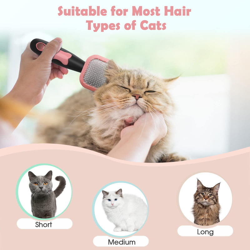 Slicker Brush, PETPAWJOY Dog Brush Gently Cleaning Pin Brush for Shedding Dog Hair Brush for Small Dogs Puppy Yorkie Poodle Rabbits Cats-Pink - PawsPlanet Australia
