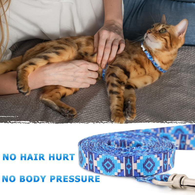 Supet Cat Harness and Leash Escape Proof, Adjustable Cat Leash and Harness Set for Walking, Lightweight Cat Harness for Large Small Kittens Blue M (neck:8-12", chest: 11-19")