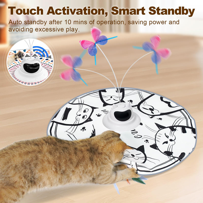 Cat Toys Interactive Rechargeable 2in1 Hide and Seek, Spinning Butterfly, Moving Feather Automatic Kitten Toys for Indoor Cat Exercise Chasing for All Ages Cats Meow - PawsPlanet Australia