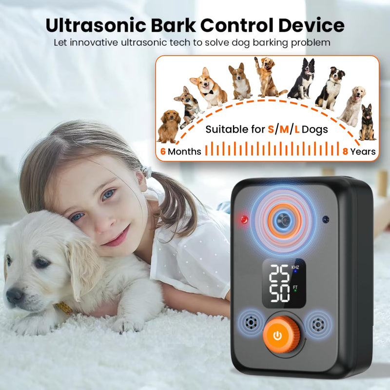 Anti Barking Device for Dogs – 50FT Bark Deterrent Device with 3 Adjustable Modes – Rechargeable Ultrasonic Dog Training Device – Fits All Breeds & Sizes – IPX4 Waterproof, Indoor/Outdoor Use - PawsPlanet Australia