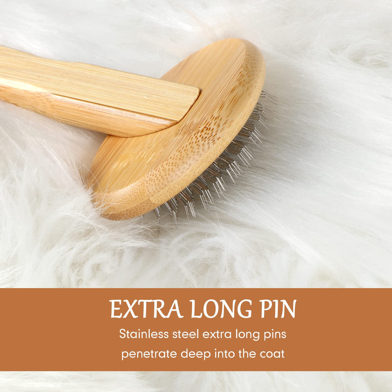 Sheepskin Wool Brush Stainless Steel Pins Bamboo Slicker Carding Rug Comb Macrame Brush Fur Brushes Wool Carding Brushes with Long Prongs for Unmat Fur Rugs Pillows Short Hair Pet Grooming Deshedding - PawsPlanet Australia