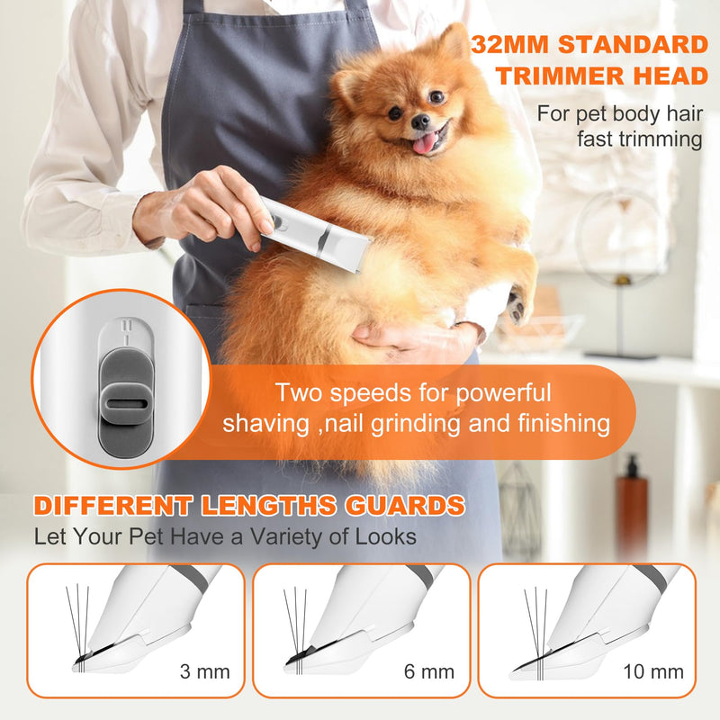 Dogs Hair Clippers Grooming Kit with Nail Grinder, 4-in-1 Electric pet Clippers for Dogs, Low Noise USB Rechargeable Cordless for Dogs Cat, Grooming Paws, Eyes, Ears, Face, Matted Hair - PawsPlanet Australia