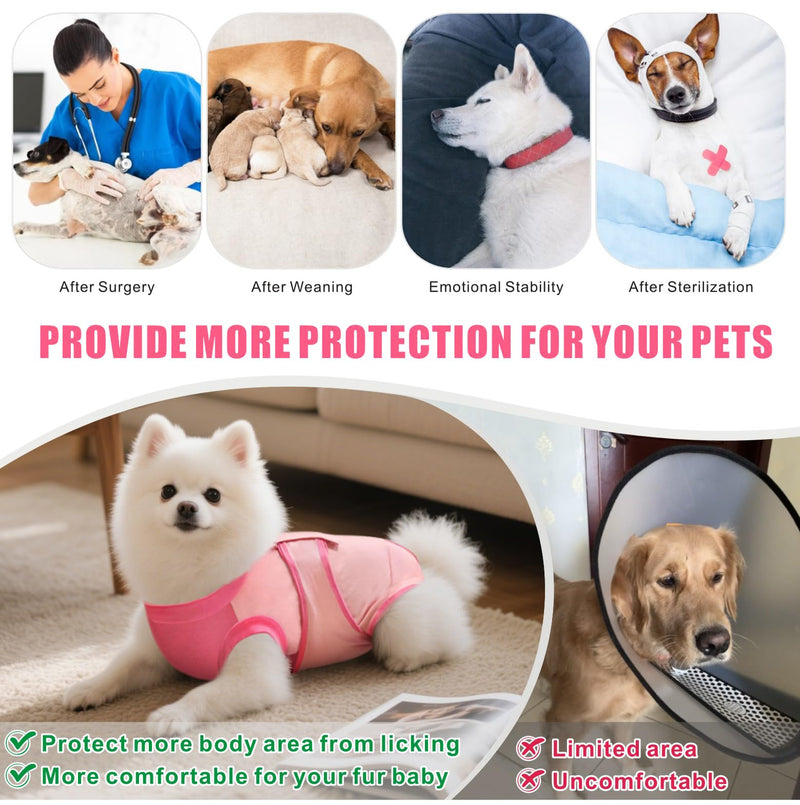 Idepet Dog Recovery Suit Female,Dogs Onesie Suit Surgery Male Breathable Pet Bodysuit for Spay Neuter E-Collar & Cone Alternative Surgical Suit Puppy Abdominal Anti Licking Wounds Shirt (Pink, XL) Pink
