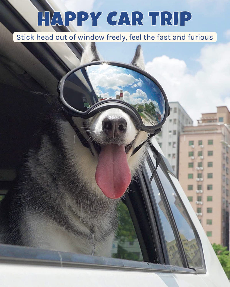 Large Dog Sunglasses, Dog Goggles Large Breed and Medium, UV Protection, Windproof, Dustproof and Snowproof. Shatterproof Lens, Adjustable Strap Pink - PawsPlanet Australia