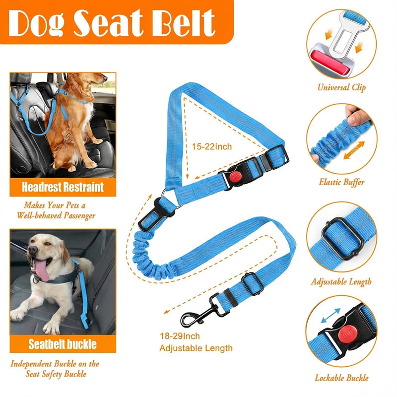 No Pull Dog Harness, Collar & Leash Set | Includes Dog Seat Belt, Collapsible Bowls & Poop Bag Dispenser. Ideal for Training, Walking, Hiking. Fits Small to Large Dogs(Blue-S) Blue - PawsPlanet Australia