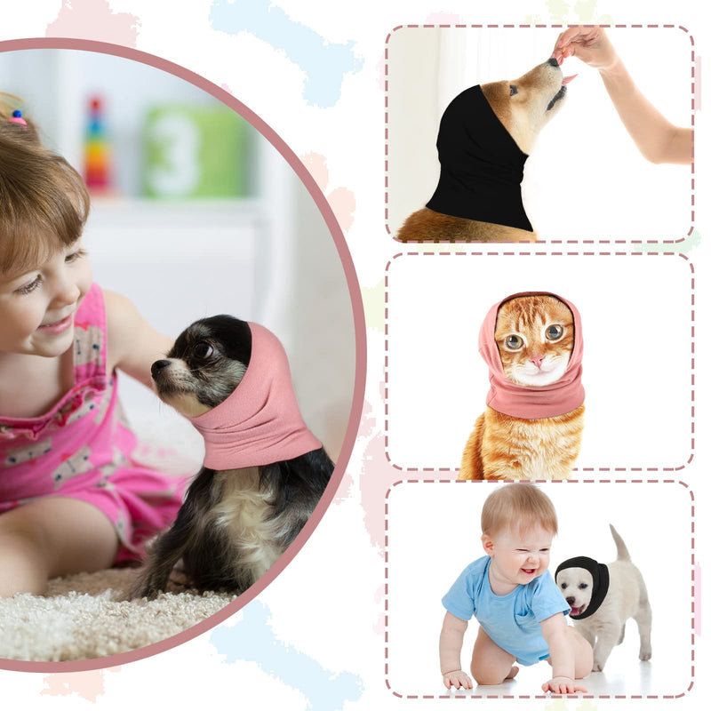 Frienda 2 Pieces Ear Wraps for Dogs Dog Ear Muffs Dog Ear Covers for Noise Canceling Pet Ear Protection Dog Neck and Ears Winter Warmer(Small,Black, Pink) Small Black, Pink - PawsPlanet Australia