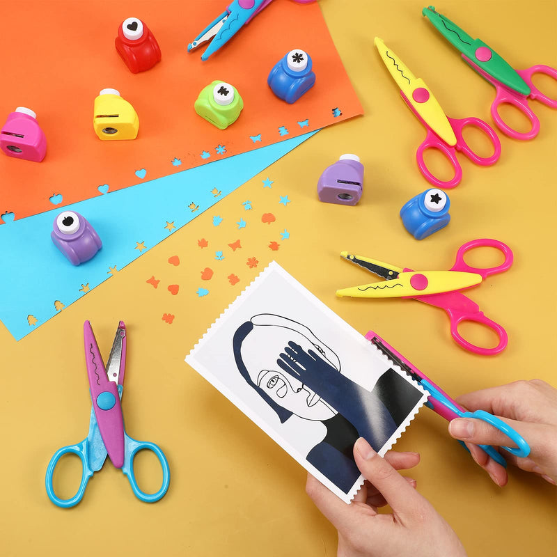 22 Pcs Craft Hole Punch and Creative Scissors Set, Including 12 Craft Pattern Scissors Decorative Edge Scrapbooking Edging, 10 Paper Punch for School Kids Adults Crafting - PawsPlanet Australia