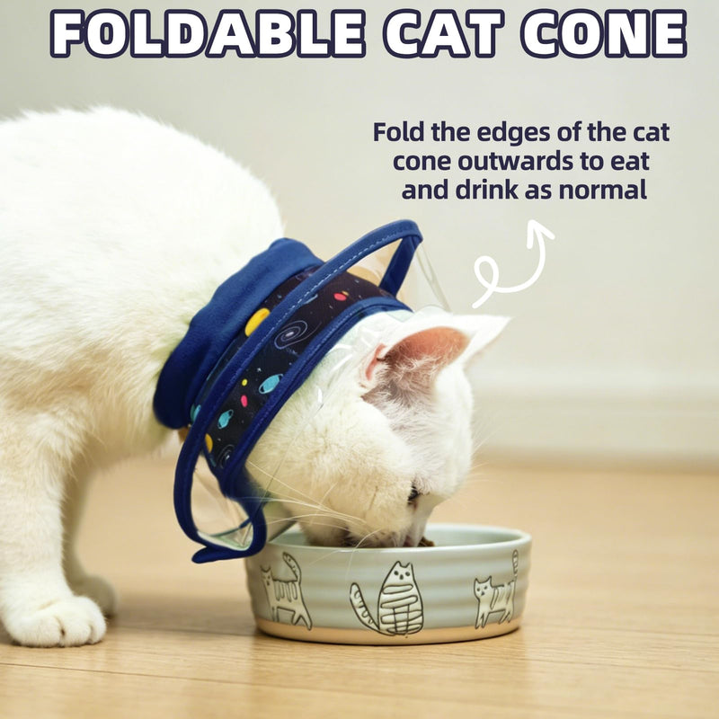 PUPTECK Cat Cone Collar Soft for Neck, Pet Recovery Collar to Stop Licking After Surgery, Adjustable Elizabethan Pet Collar for Small Medium Cats Kittens, NavyBlue M "M (Neck Girth 8.5-11.5in, within 11lbs)"