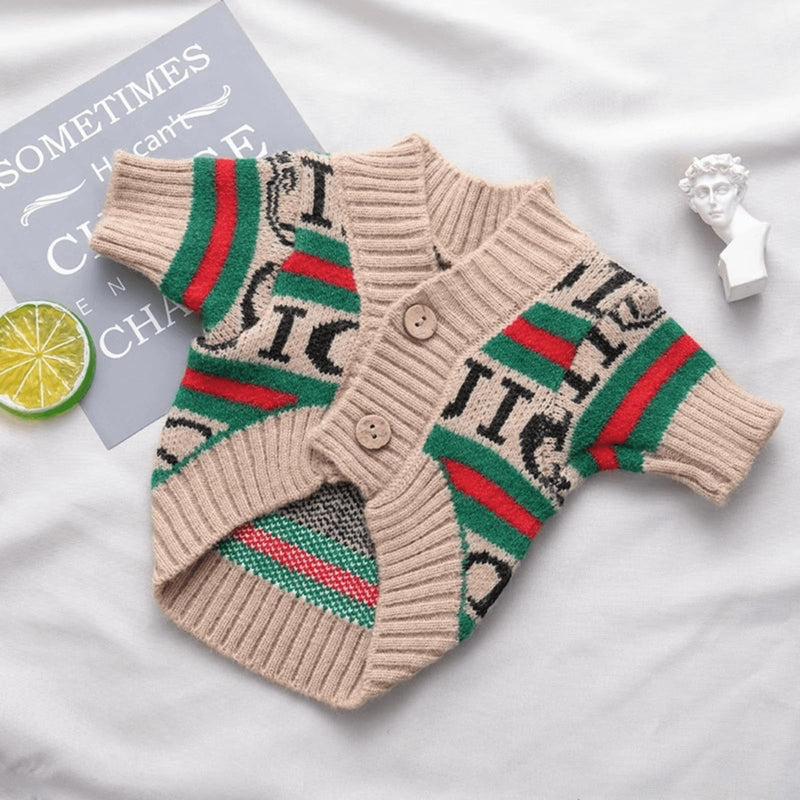 Cute Knitted Cat Sweaters Warm Striped Dog Apparel Thickened Winter Kitten Sweaters for Indoor Cats and Small Dogs (Stripe 1,M (3.3-5.5lbs)) Stripe 1 M (3.3-5.5lbs) - PawsPlanet Australia