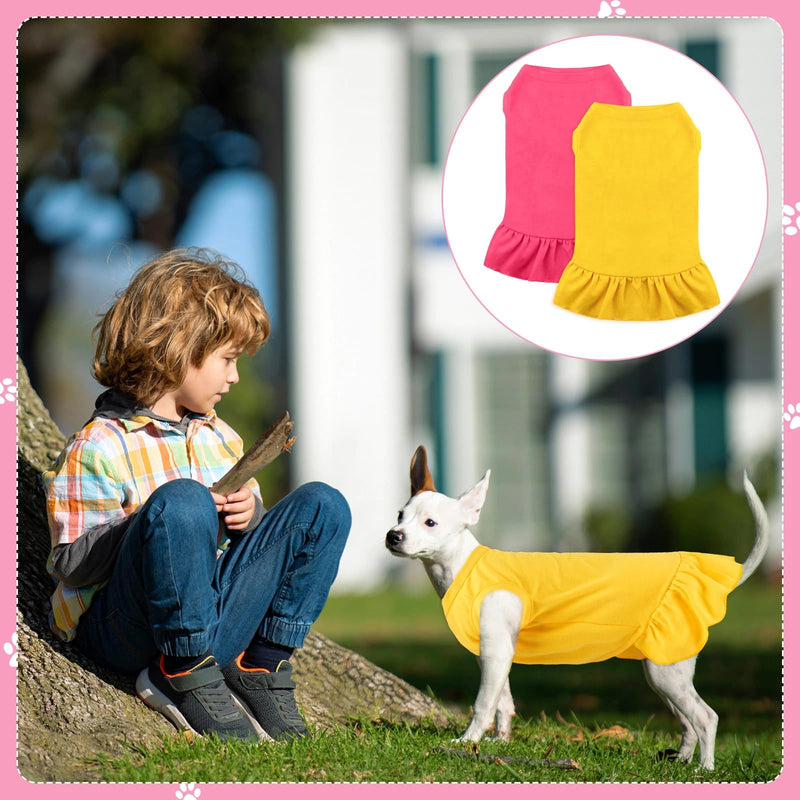 Sanwuta 12 Pcs Cute Puppy Dresses for Girl Comfortable Dress Dog Shirts Female Clothes Puppy Outfits PET Shirts with Ruffles Sundress for Dogs, 12 Colors(Medium) Medium - PawsPlanet Australia