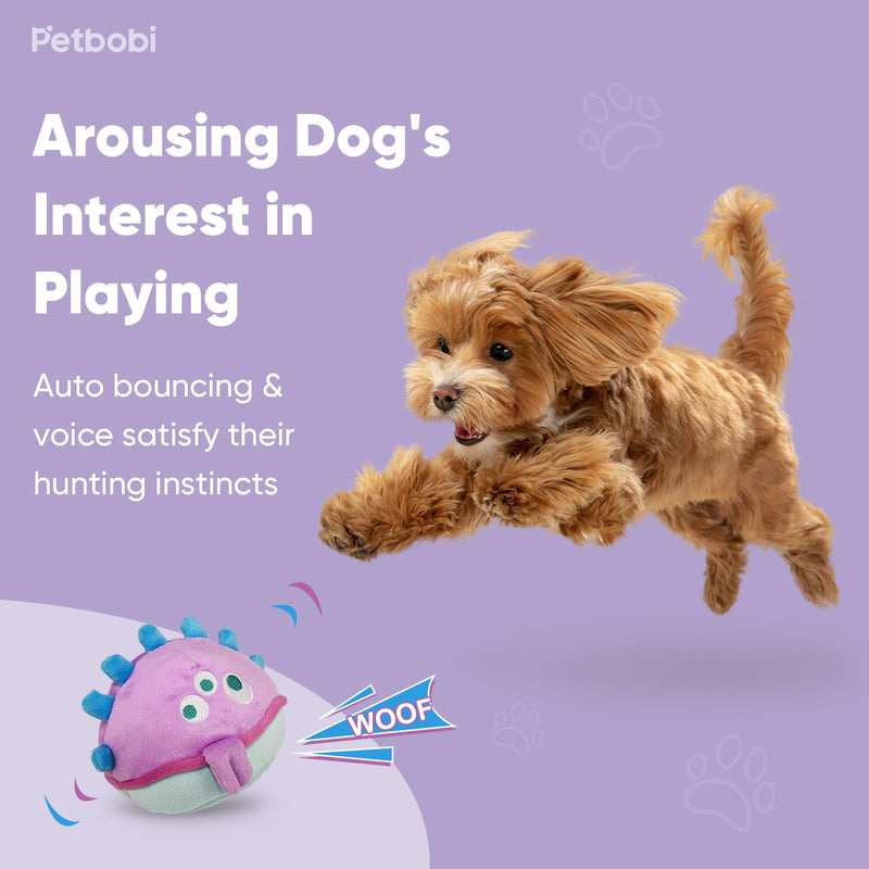 Petbobi Interactive Dog Toys Monster Plush Toy Shake Squeaky Crazy Bouncer Ball Battery Operated Toy for Small Medium Puppy Motorized Entertainment, Jolly Jelly Bobby Purple - PawsPlanet Australia