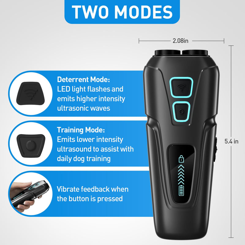 Dog Barking Control Devices Rechargeable Dual Sensor Anti Barking Device with Training/Deterrent Modes Dog Whistle to Stop Barking Ultrasonic Dog Barking Deterrent with LED Flashlight 35 FT Range - PawsPlanet Australia