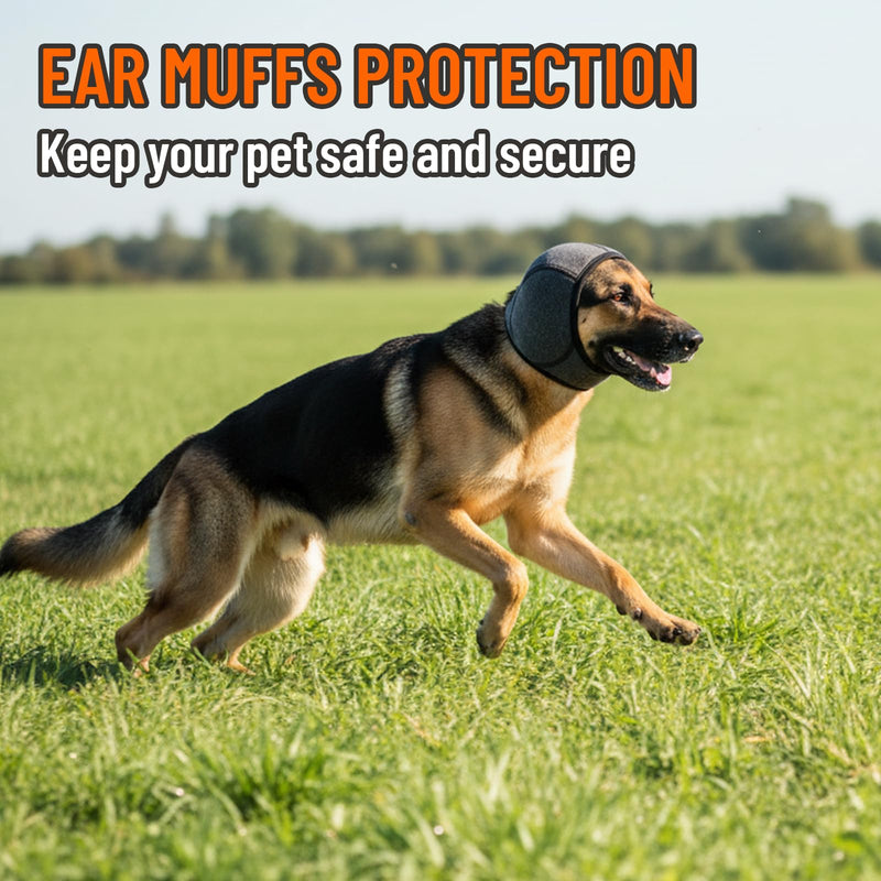 Quiet Ears for Dogs, Noise Cancelling Ear Muffs for Dog Anxiety Relief, Adjustable Pet Cats Dogs Calming Hood, for Grooming, Thunder, Fireworks & Bathing, Noise-Muffling Ear Cover(Gray, M)