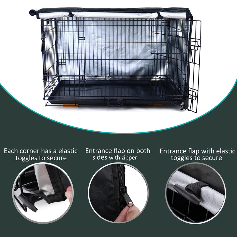 Durable Dog Crate Cover-Double Door, Pet Kennel Cover Waterproof Anti-UV Dog Cage Cover Fit for 24-48 inches Crate -Black 36 inch Black - PawsPlanet Australia