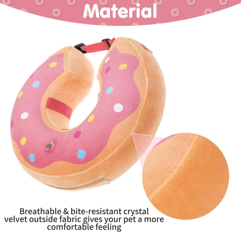 BINGPET Protective Dog Cone Collar,Soft Recovery Pet Cone for Dogs Cats,Washable Protective Recovery Collar for Large Medium Small Dogs,Inflatable Dog Cone,Adjustable Pet Recovery Cone After Surgery Donut Pink X-Large(Neck:17"-22") - PawsPlanet Australia