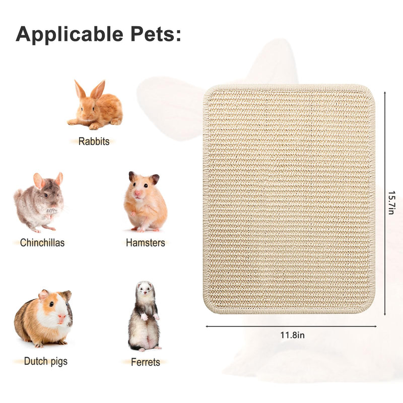 Bunny Scratching Pad for Rabbit: 2pcs Natural Sisal Mats for Small Animal,Claws & Teeth Care for Rabbit,Chew Toys for Grinding or Bedding for Sleeping Indoor