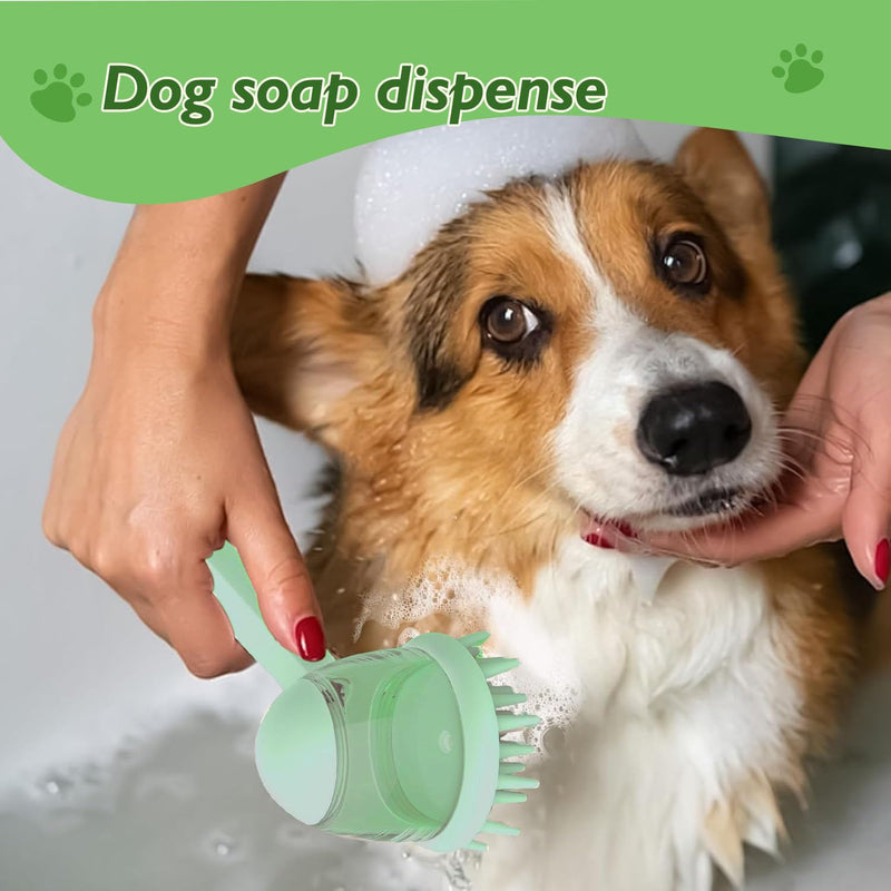 (6 Pcs) Pet Grooming Set – Includes Dog Bath Brush with Shampoo Dispenser, Cat Chin Cleaner, Toothbrushes & Glove Massage Brush for Dogs and Cats (Green) Green - PawsPlanet Australia