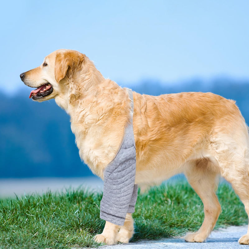 TNSLAND Pack of 2 Recovery Sleeve Dog, Licking Protection, Dog Elbow Pads, Dogs, Elbow Bandage Dog for Prevents Licking Wounds (Yellow, Grey, XXL)