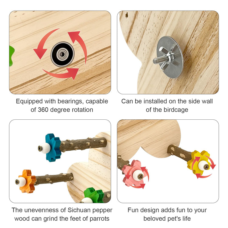 Parakeet Toys, Natural Wood Perch with 5 Branches, Unique Durable Avian Cage Accessories for Parakeets, Cockatiels, Budgerigars, Conures, Lovebirds