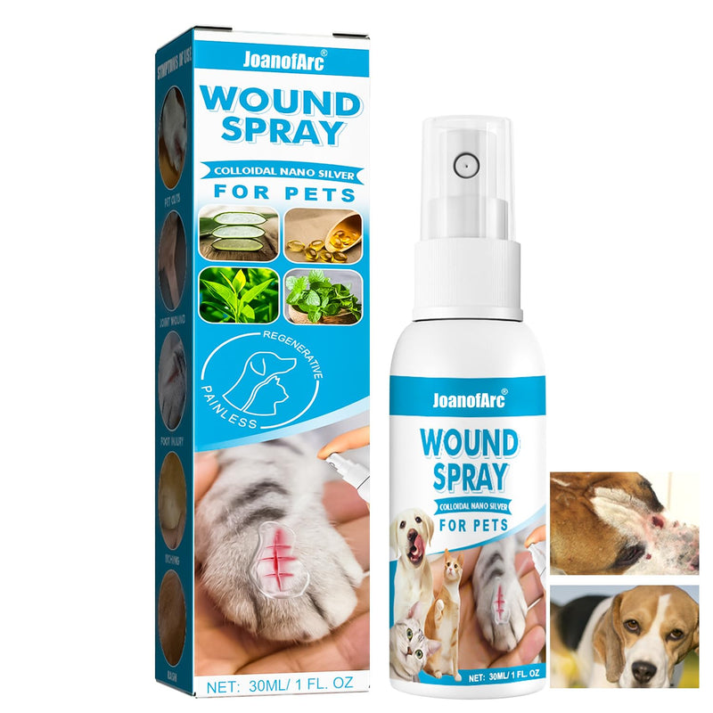 JoanofArc Wound Spray for Pets, Dog Wound Care Hydro, Helps with Itch, Bites, Gentle Non-irritating, Wound Care for Dogs Cats, 30ml