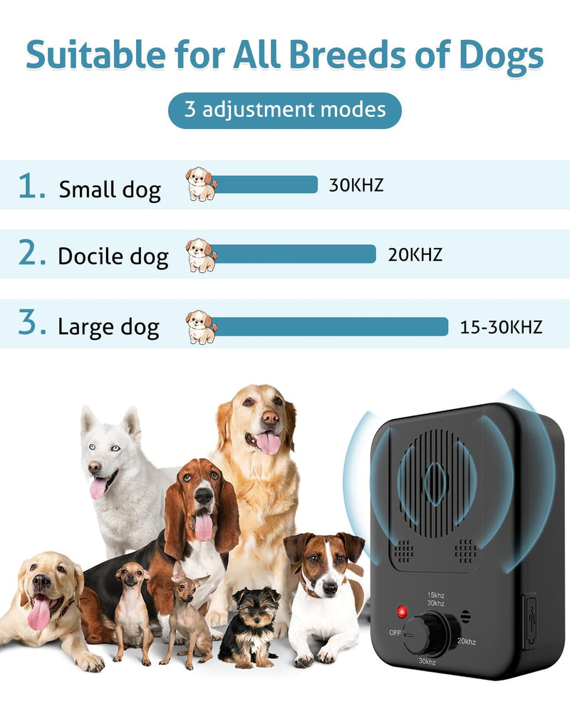 Anti Barking Device for Dogs, Rechargeable Dog Bark Stopper, Bark Box Indoor Outdoor for Dogs, Chemicalfree Dog Bark Deterrent Devices, Stop Neighbors Dog from Barking for All Breeds of Dogs(Black) Black - PawsPlanet Australia