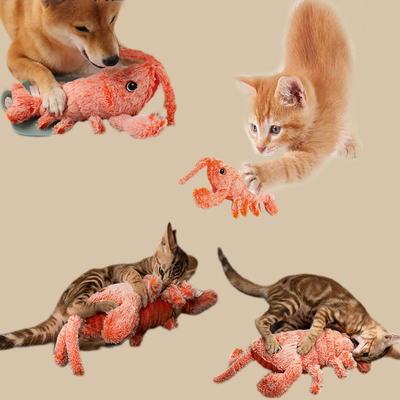 Flopping Lobster Toy for Cats and Small Dogs - Catnip Infused Kitten Toys for Indoor Fun - Chew and Kicker Toy, USB-Rechargeable and Washable Design, Orange