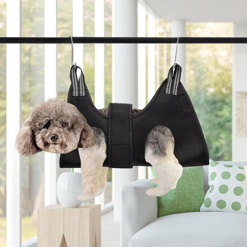 Cat owners for grooming | Dog and cat nail scissors sling restraint bag, no scratching - hanging mat loop for bathing, nail trimming, nail cutting, examination L Black