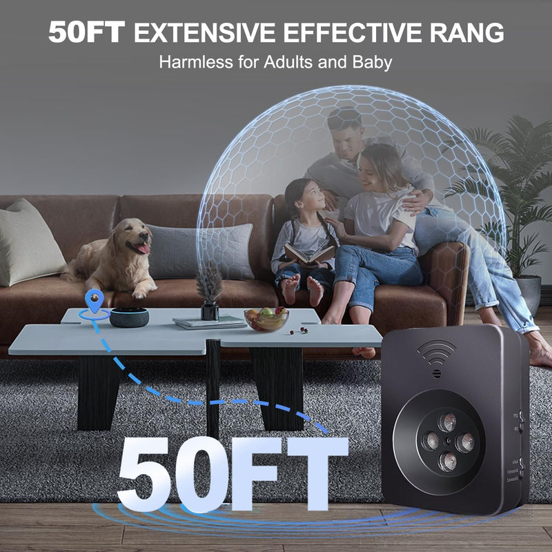 2026 Upgraded Ultrasonic Dog Bark Deterrent, Automatic Anti-Barking Device with 3 Modes, 50FT Long Range Rechargeable Bark Control for Indoor Outdoor Use, Safe for Small Large Dogs (Black) - PawsPlanet Australia