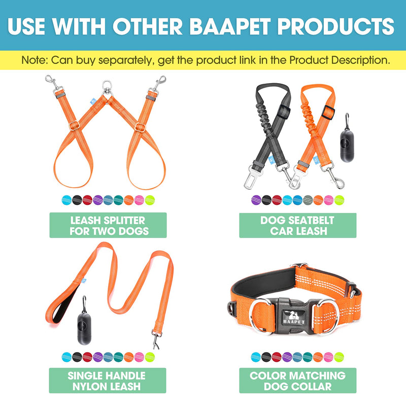BAAPET Two Handle Dog Leash, Dual Soft Padded Handles with Traffic Control Handle Leash for Small Medium or Large Dogs (3/4'' x 5 FT, Orange) 2 Handle (3/4'' x 5 FT) - PawsPlanet Australia