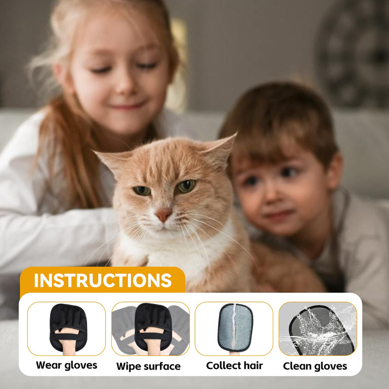 Pet Hair Removal Glove,Pet Hair Remover for Cat & Dog,New Upgraded Electrostatic Gloves Pet Hair,Reusable Electro Static Pet Hair Remover Electrostatic Gloves & Dog Hair Collector Keychain Black 1 Pack - PawsPlanet Australia