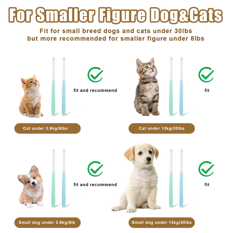 Pack of 2 Dog Toothbrush, Cat Toothbrush, Soft Toothbrush, Dog, Mini Toothbrush, Cat, Reusable Pet Toothbrush for Kittens and Puppy Teeth Cleaning, Oral Care