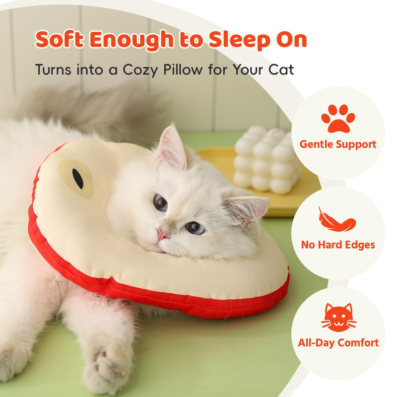 Cat Cone Collar Soft, Lightweight Cat Doughnut Collar after Surgery, Neck Wound Protection, Cute Apple-Shaped Cones to Stop Scratching, Waterproof Kitten Neck Brace to Anti-Licking, Red M Apple Red