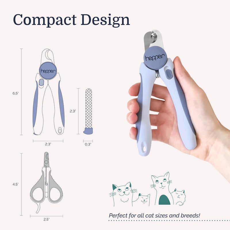Hepper Cat Nail Clipper Kit - Small and Large Sharp Cat Claw Clippers with Added Nail File and Storage Pouch - Cat Nail Clippers with Safety Guard and Lock - Professional Cat Manicure … Blue - PawsPlanet Australia